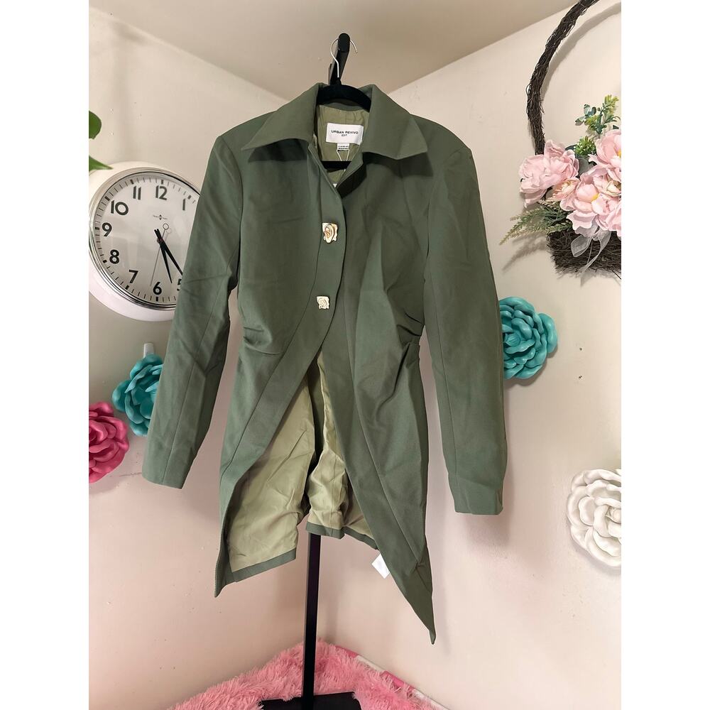 Urban Revivo Edit Olive Green Tailored Blazer Coat US 6 NWT